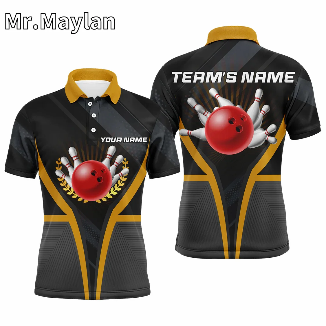 3D Personalized Bowling Shirt for Men Custom Name Blue&Black Polo Shirts Bowler Team Jersey Gift  for Bowling Lover Unisex Tops