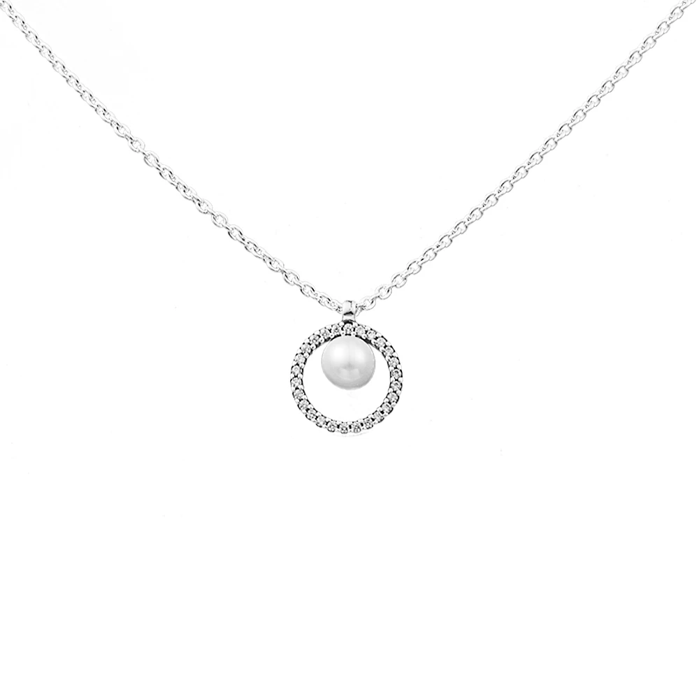 Cultured Pearl Timeless Necklace 925 Sterling Silver Chain Woman Jewelry Making Fits Original Charms Mother's Day