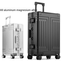 Suitcase 100% Aluminum High Level Metal Password Trolley Luggage Waterproof 20/24/26/28/30 Inch Suitcase Trip Cabin Travel Bags