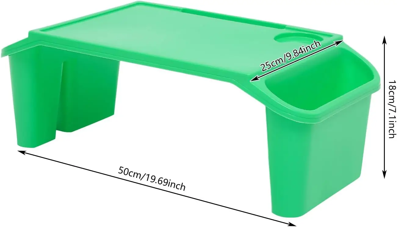 25 Pcs Multicolor Lap Desk Bulk Tray Lap Table Bed Table Plastic Desk, Portable Activity Tray with Side Storage, Stackable Plastic Desk for Drawing Eating Work Study, 19.69 * 9.84 * 7.1in