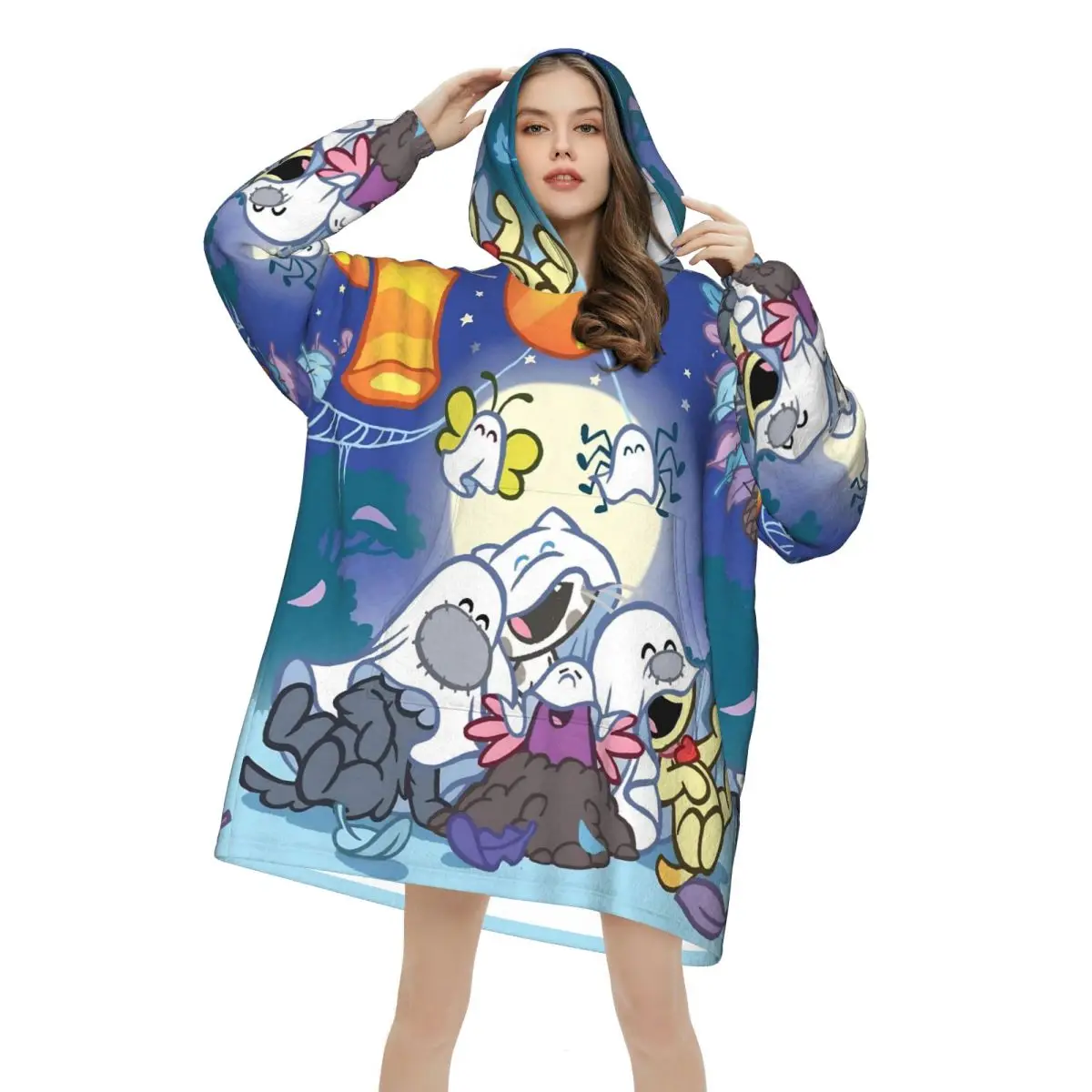 Woezels And Pips Wearable Blanket Hoodie for Women Men Oversized Sweatshirt Blanket with Pocket