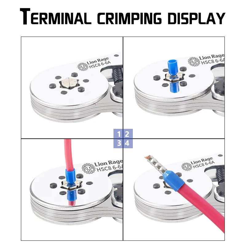 Suitable for AWG24-10 (0.25-6mm ²) Hexagonal crimping tool ferrule terminal tool pliers HSC8 6-6F self-adjusting ratchet crimper