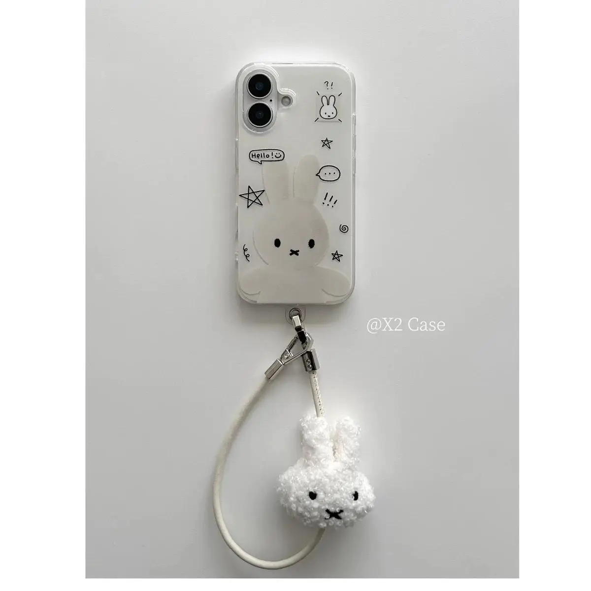 Miffy Rabbit Kawaii juguete de peluche de dibujos animados cordón para teléfono móvil lindo Anime Otoño e Invierno colgantes de felpa dulce colgante para niñas