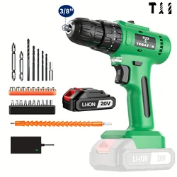 Tegatok Lithium Electric Tool Hand Drill Electric Hand Drill  Tool Lithium Battery Multi-functional Impact Pistol Drill