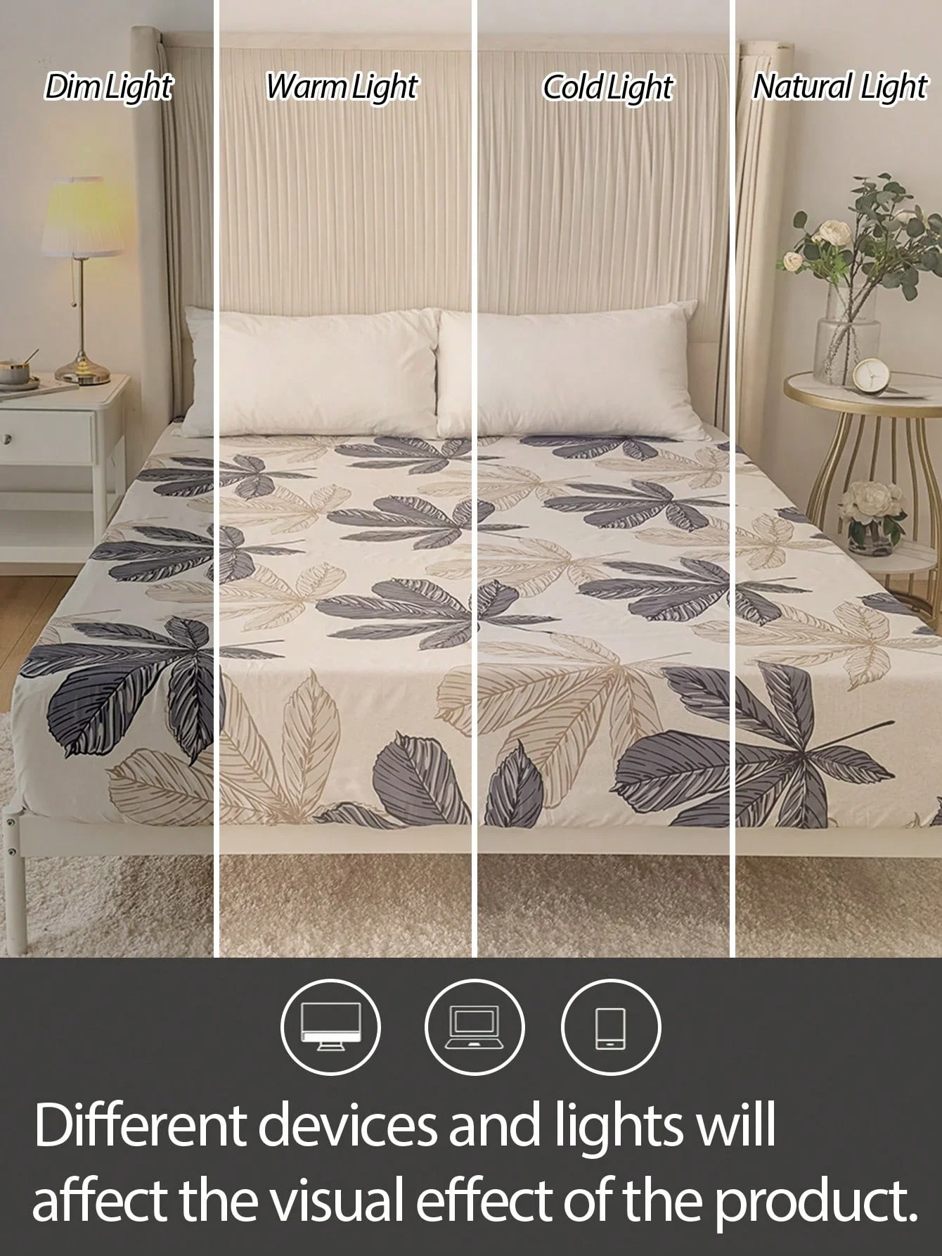 

1 шт. Простыня на резинке с мультяшным рисунком листьев, в стиле линейной графики, с красочным цветочным принтом, с глубоким карманом, для декора комнаты в общежитии и спальне