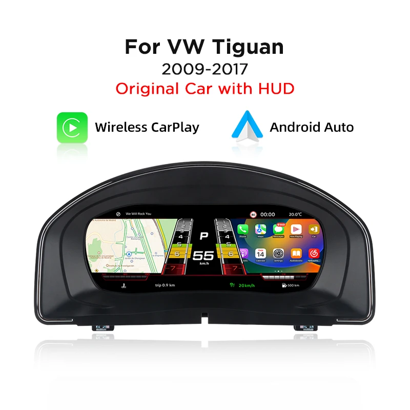 AWESAFE 12.3/10.25 1920*720 LCD Digitaal Cluster Dashboard voor VW Golf 7 Scirocco Golf 6 Golf 5 Sharan T6 MK7 Passat B8 B6 B7 CC Tiguan L Instrumentenpaneel Snelheidsmeter Virtuele Cockpit Met