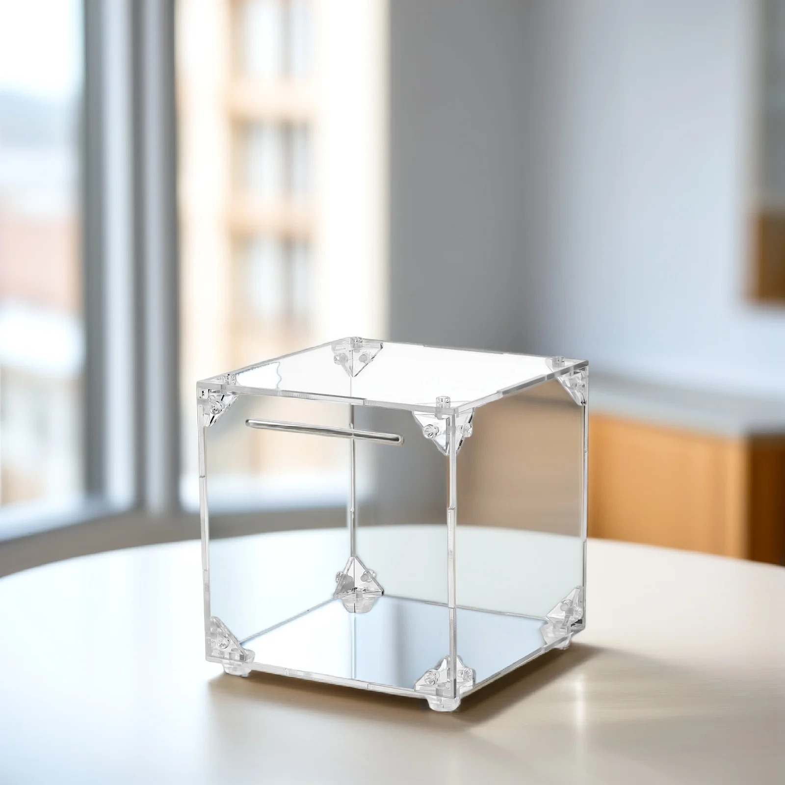 

Acrylic Piggy Bank Transparent Savings Box x 15cm x 15cm Coin Container Daily Use Home Supplies Desktop Saving Pot Assembled