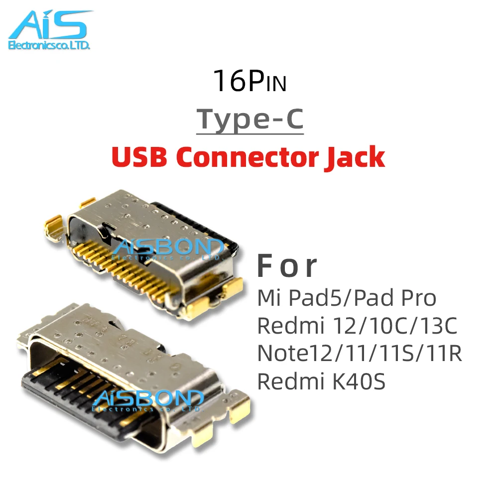 10Pcs/Lot Type-C USB Charging Port Jack socket charger Connector dock For Redmi 11 11S 11R 12 10C 13C K40S Pad5 Pad Pro