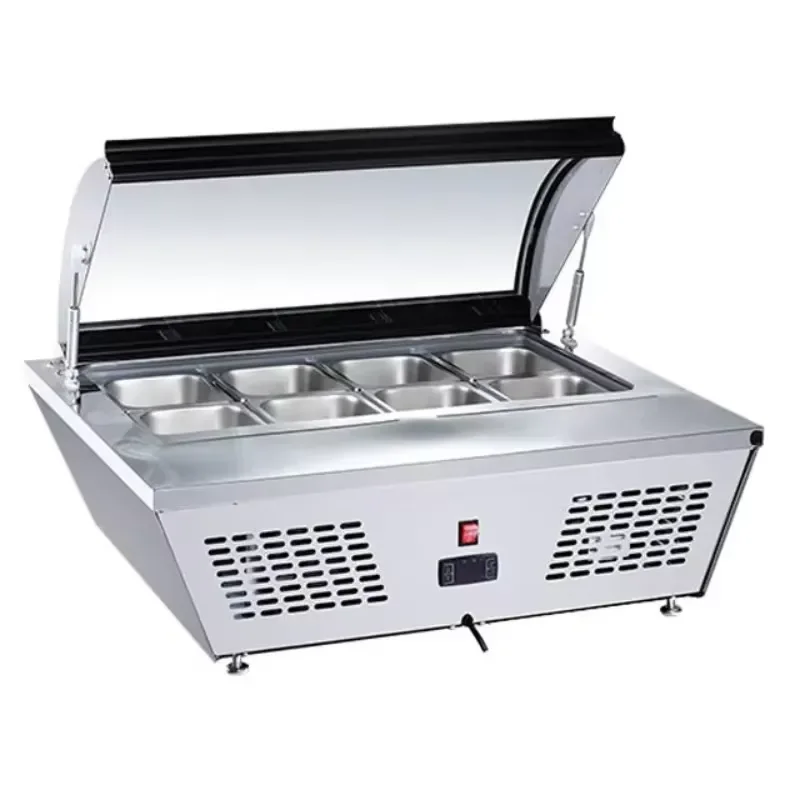 Stainless Steel Auto-Defrost Countertop Display Ice Cream and Italian Gelato Refrigerated Display Cabinet for Restaurant