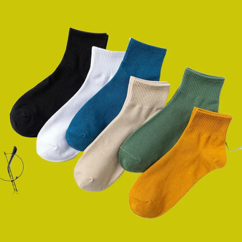 Calcetines tobilleros de algodón para hombre, medias cortas transpirables, informales, de color negro y blanco, a la moda, 5 pares, 2024