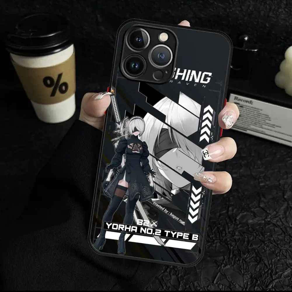 N_nieR 2B Automatas Phone Case For iPhone 16 Pro Max 15 14 13 12 X XR XS XSMAX 8 7 Plus Skin Feel Scrub case