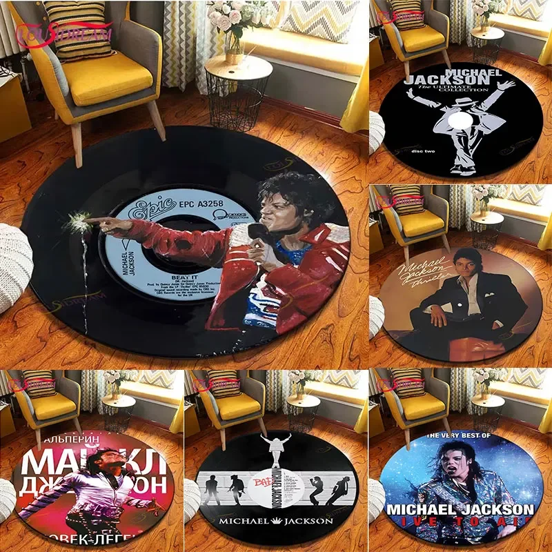 Michael Jackson Life Area Rug Round Carpet Rug for Living Room Bedroom Sofa Decor Kid Play Non-slip Floor Mat Rugs INS