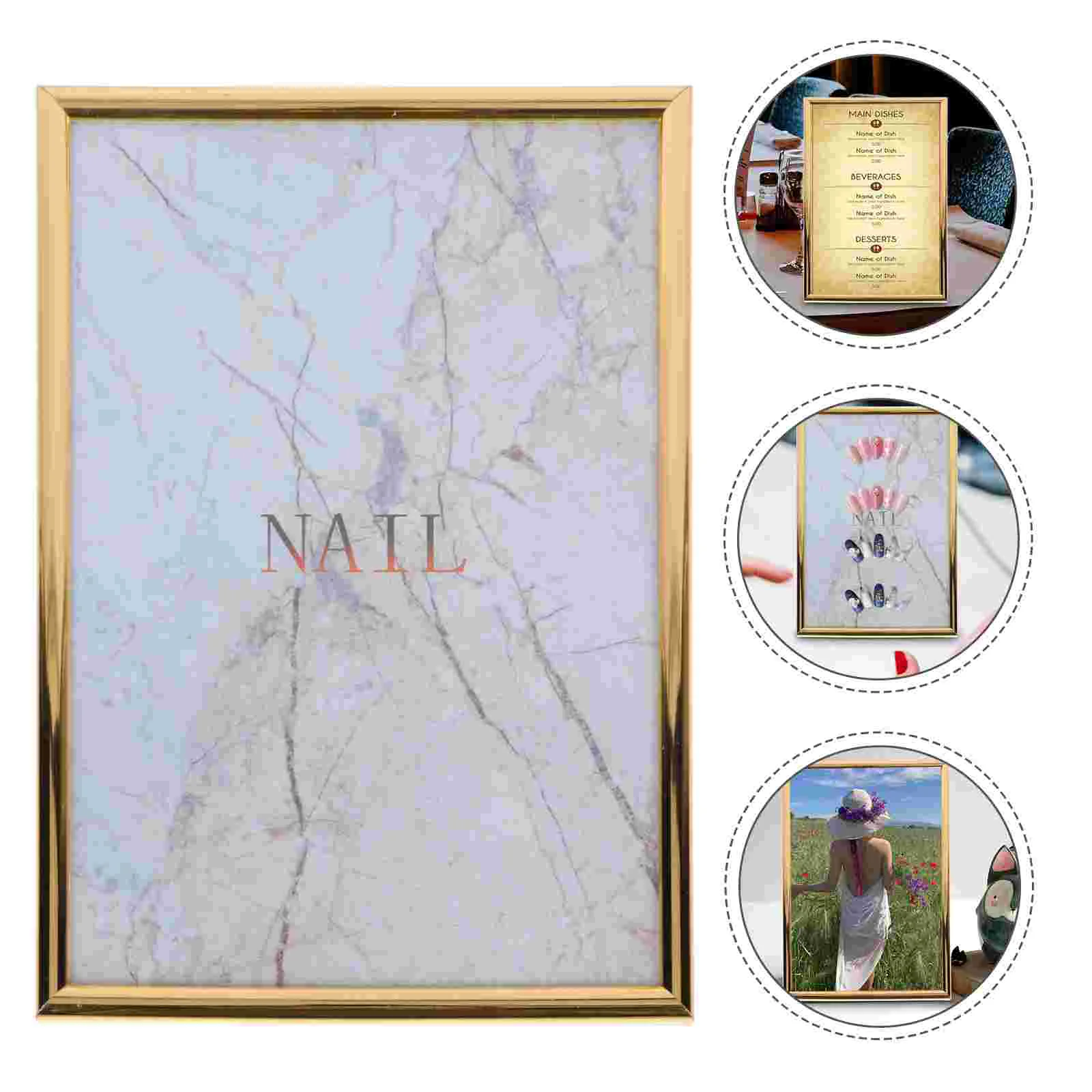 Nail Polish Display Rack Magnetic Mount Board Shelf Wall Holder Photo Frame Supply Golden