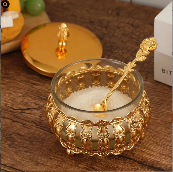 

European Style Iron Spice Jar Metal Seasoning Container Transparent Sugar Holder Kitchen Canisters Unique Sealing Design