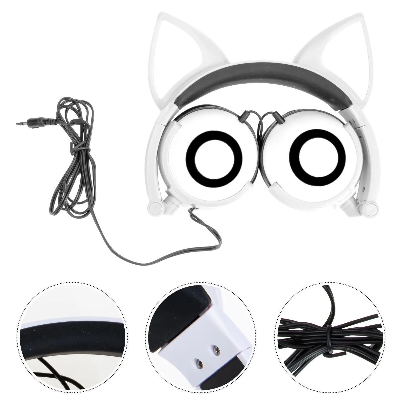 Cat Ear Headphone Glowing Headphones Adjustable on Ear Headset Comfortable Foldable Headphone for Atmosphere Light