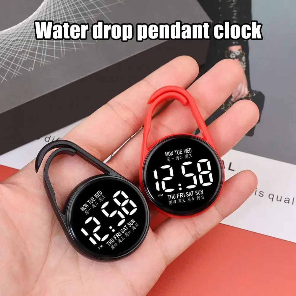 Relógio Eletrônico de Bolso com LED e Toque, Chaveiro Digital Portátil para Estudantes e Mochilas