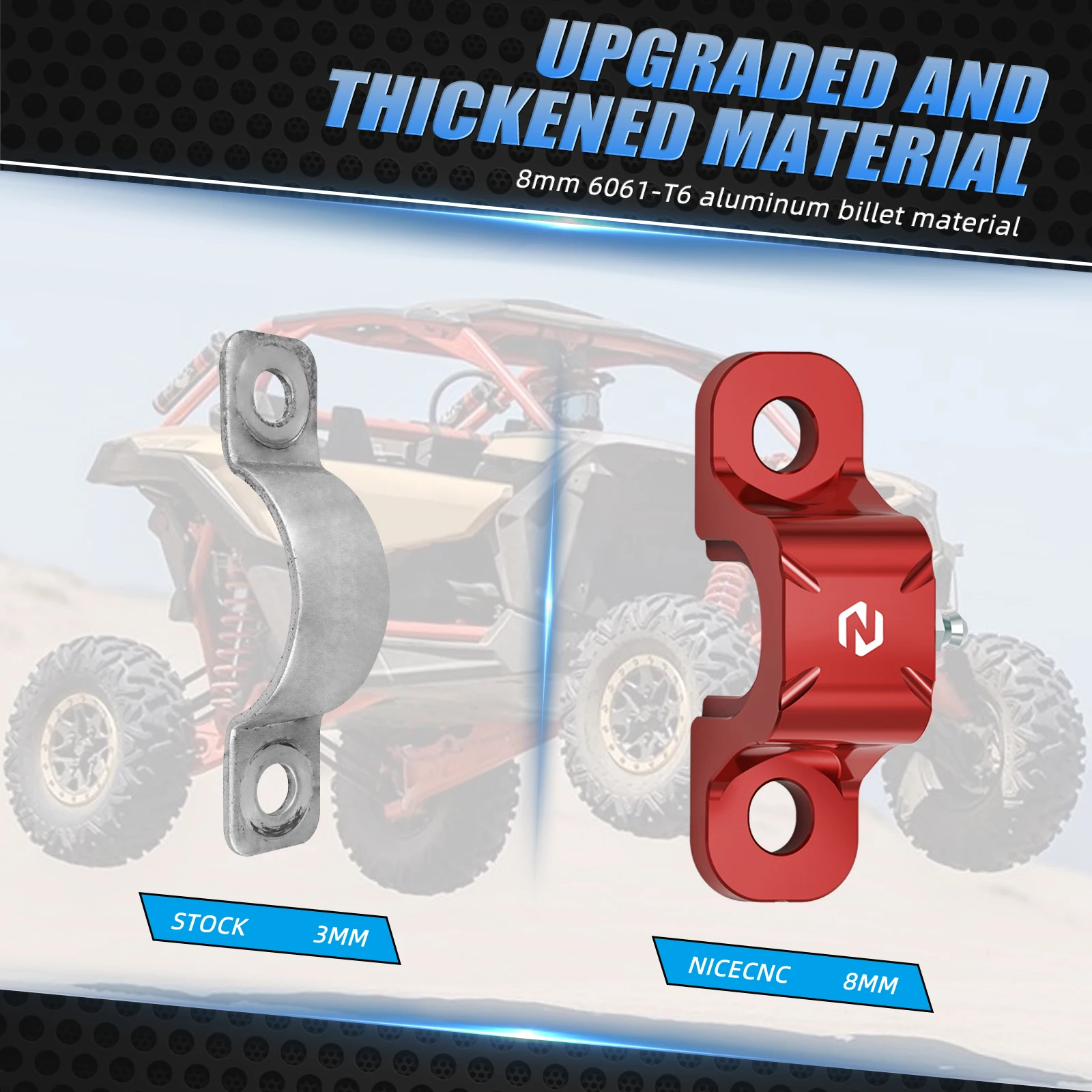 NICECNC 알루미늄 빌릿 프론트 스웨이 바 브래킷 (캔암 매버릭 X3 4x4 터보 DPS XMR XRS 스마트-쇼크 맥스 R RR UTV 액세서리) 썸네일 3