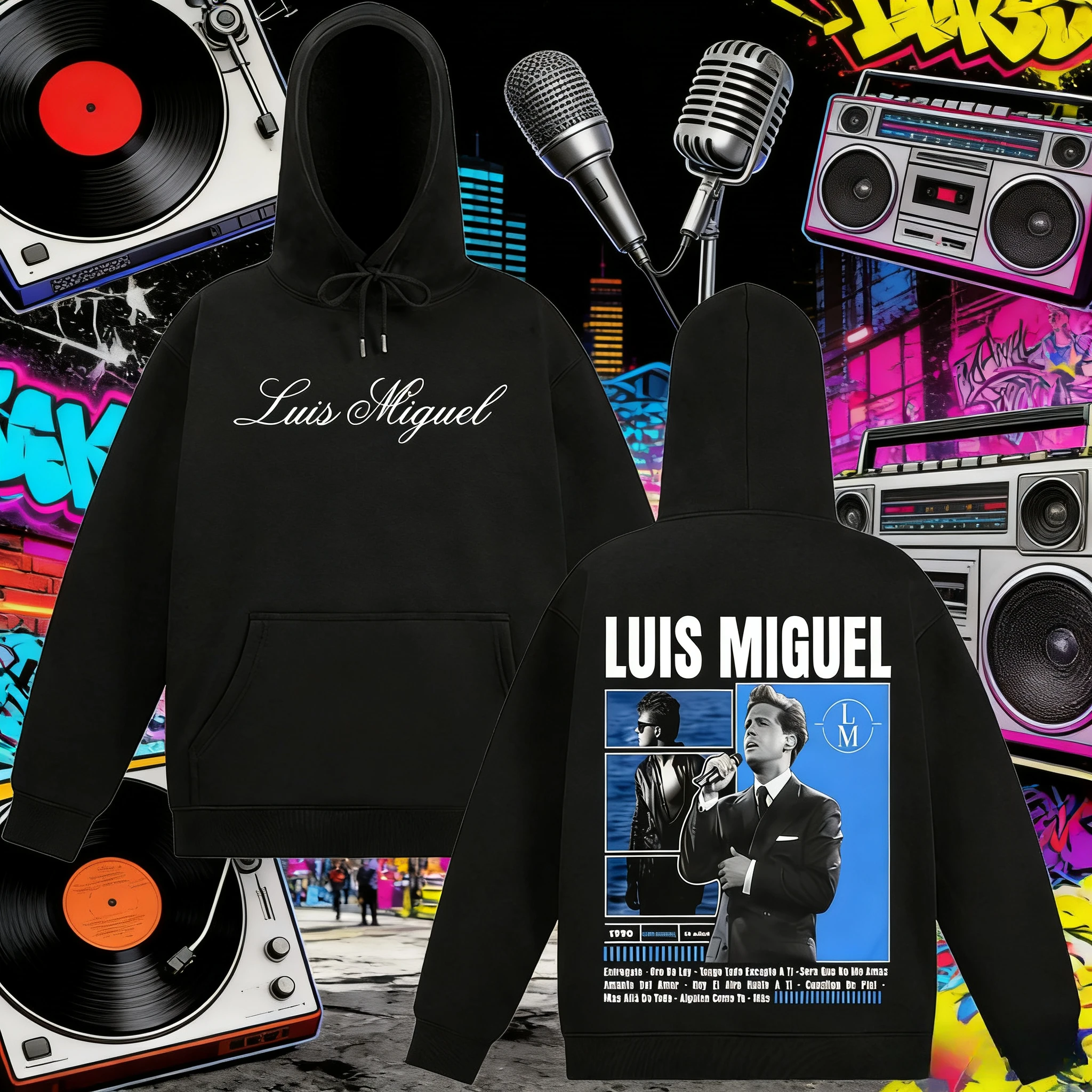 2025 الخريف/الشتاء مغني الراب لويس ميغيل ألبوم شقة هوديي الرجال الهيب هوب الرجعية القطن الدافئة البلوز معطف غير رسمي فضفاض