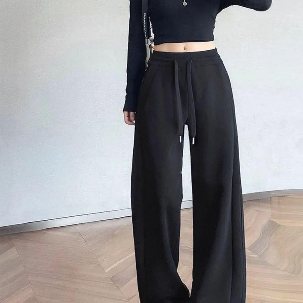 Casual Casual Grey High Rise Pants Women Wide Leg Trousers Korean Style Straight Comfortable Sporty Daily Wear Loose Bottoms - Aliexpress Deal