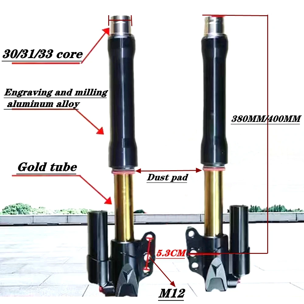 30/31/33 core 380/400mm Motorfiets Voorvork Omgekeerde Schokdemper Voor Scooter Cygnus-X RSZ FORCE Niu N1S U + B Ninebot