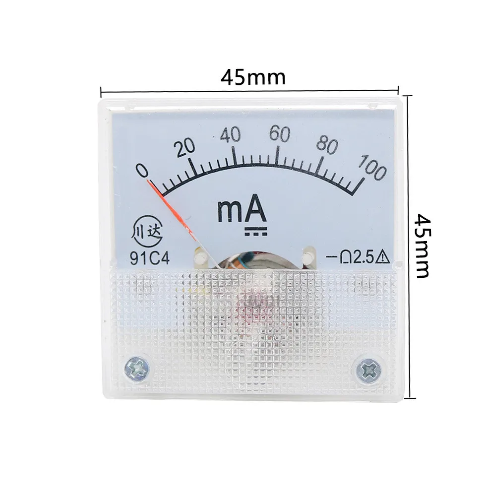 91C4- mA DC Pointer type milliammeter 1mA 5mA 10mA 50mA 100mA 200mA 300mA  500mA  Analog Mechanics Plate table Ammeter