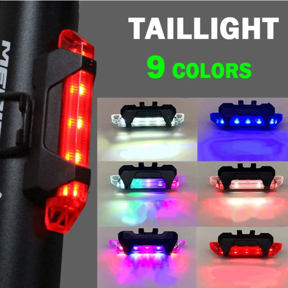 

City Mountain Bike Bicycle Light USB Rechargeable Rear Bicycle Light Waterproof Cycling Taillight Flashing Colorful Bike Light