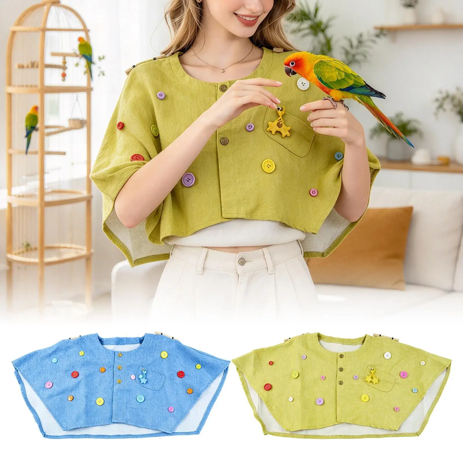 Parrot Shoulder Protector Cape Interactive Training Cloak With Perch Bird Shoulder Poop Protector For Outdoor Indoor Cockatoo