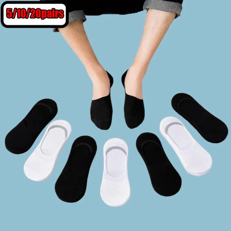 

5/10/20 Pairs 2024 New Men Cotton Socks Casual Breathable Business Invisible Boat Socks Summer Women Sports Ankle Boat Socks