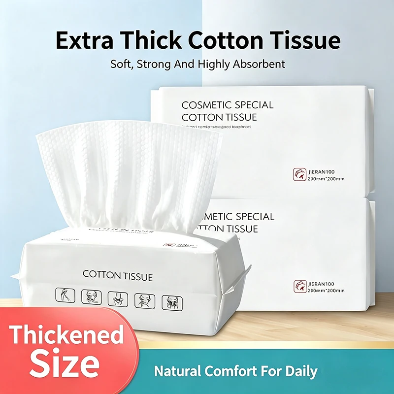 100pcs 100% Natural Cotton Disposable Face Towels Thick Face Towel Make Up Tissue Soft Facial Cleansing Cleanser Towelettes