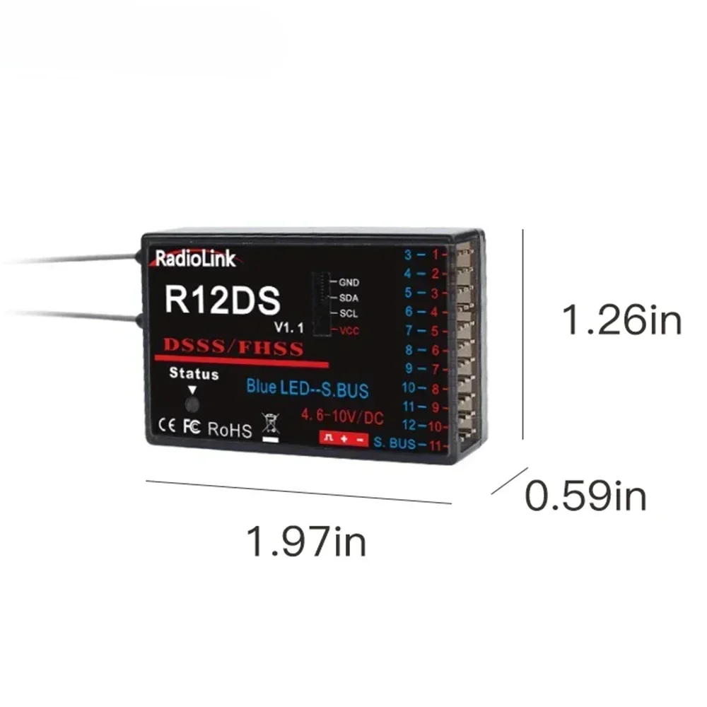 Ricevitore RC originale Radiolink R12DSM R12DS R9DS R6DSM R6DS 2.4GHZ Funziona con trasmettitore AT9/AT9S/AT9S Pro/AT10/AT10 II