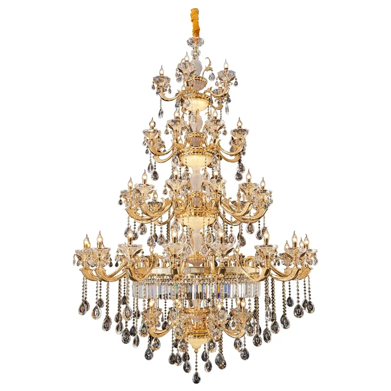 

Classic decoration living room LED pendant light, brass metal crystal large pendant light
