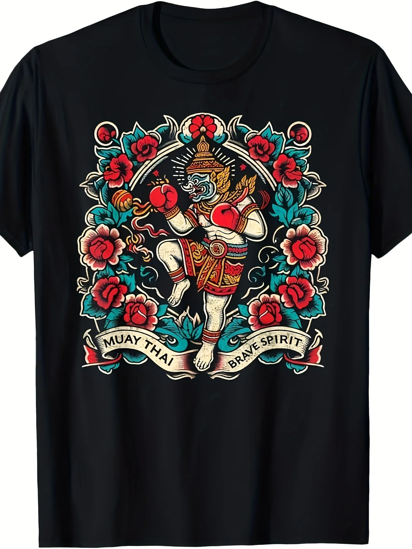 Muay Thai Brave Spirit  Thai Traditional Tattoo T-shirt   7.76oz.