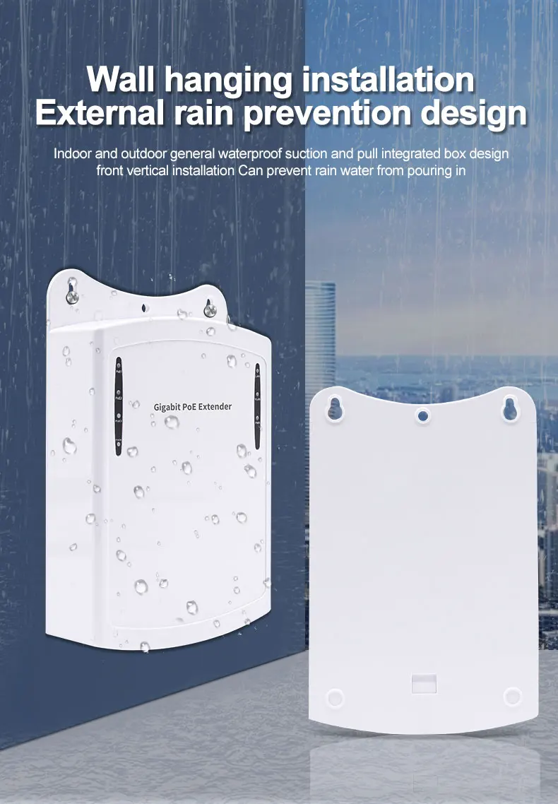 5 Ports Outdoor Waterproof POE Extender 1000Mbps Plug Play DC44 57V Wall Mounted Network Switch for NVR IP Camera CCTV System view 4