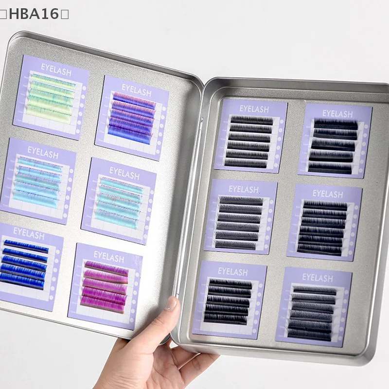 〔HBA16〕Empty Magnetic Fake Eyelash Storage Box With 12 Diskettes False Eyelash Holder Case Container Travel Pallet Lash Holder