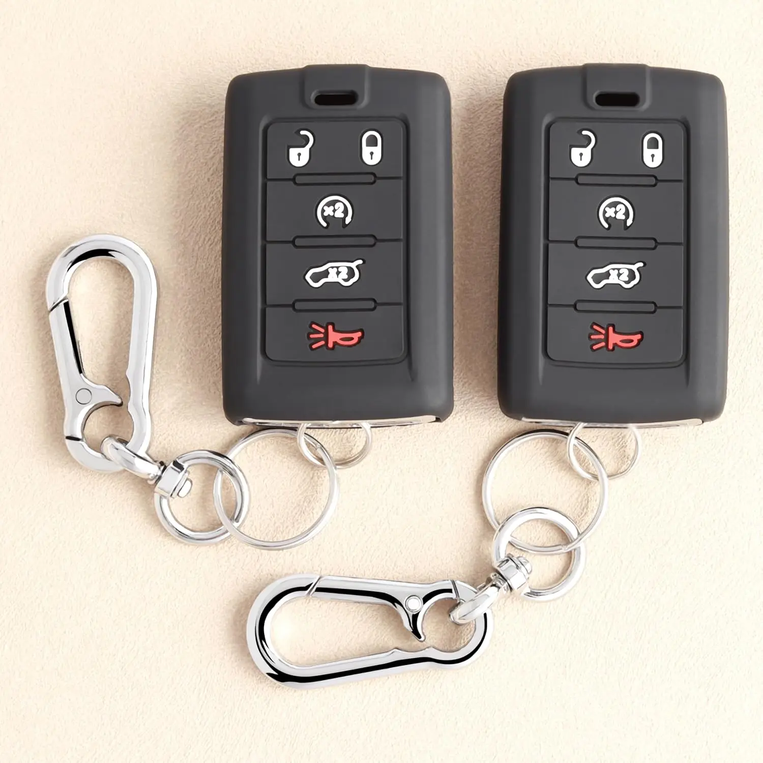 5-Button Key Fob Cover for Jeep 2025 2026 Grand Cherokee Wagoneer, Silicone, 2-Pack, Black