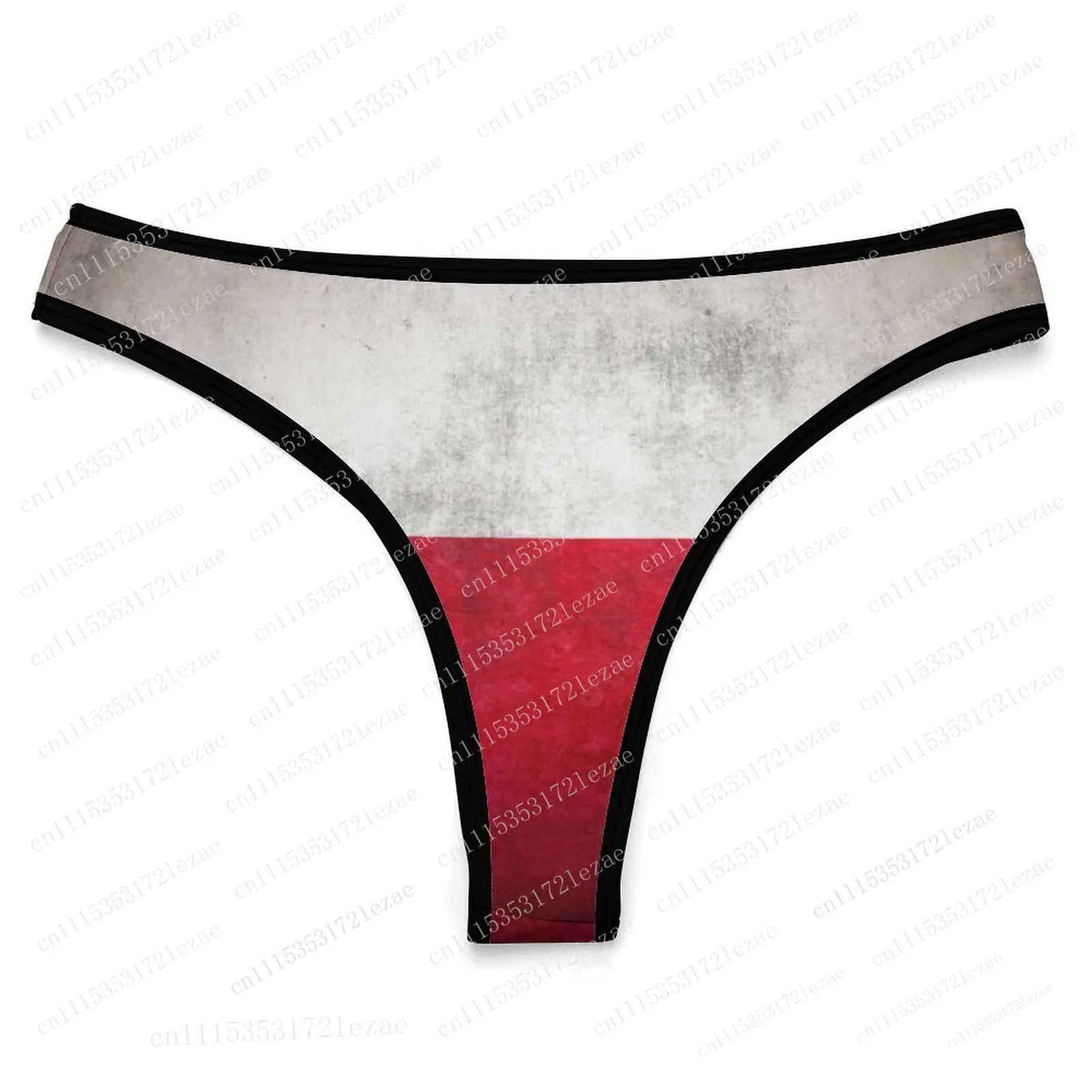 Poland Flag Customized Ice Silk Thong Panties Women's Comfortable Briefs S-2XL Suitable for Everyday Wear and All Seasons