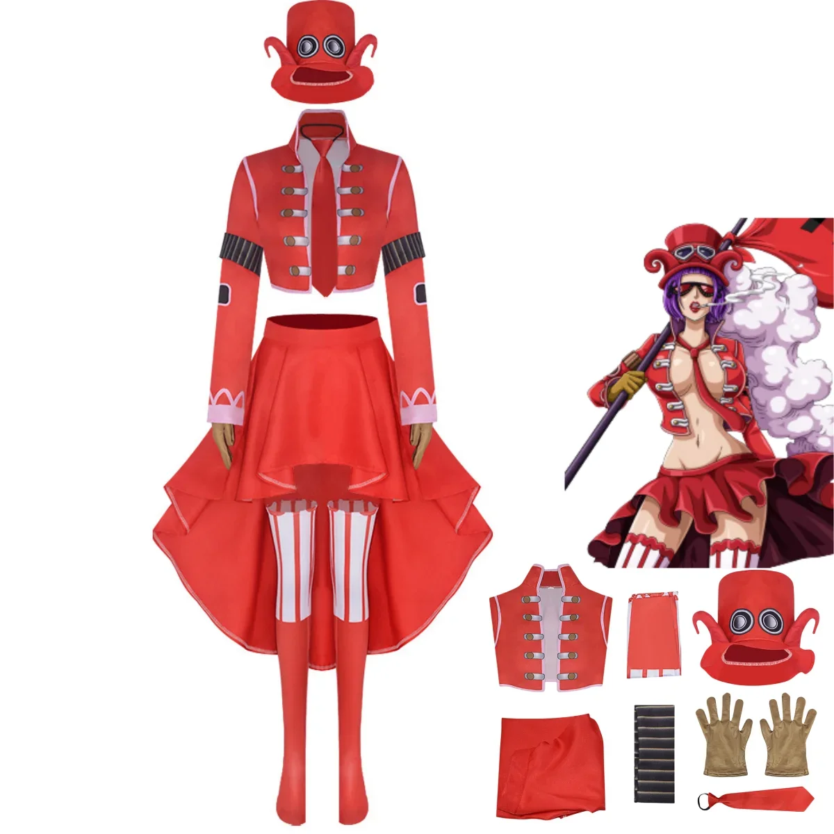 

Anime Belo Betty Cosplay Costume Revolutionary Army Captain Red Skirt Fighting Uniform Full Set Woman Sexy Carnival Party Suit