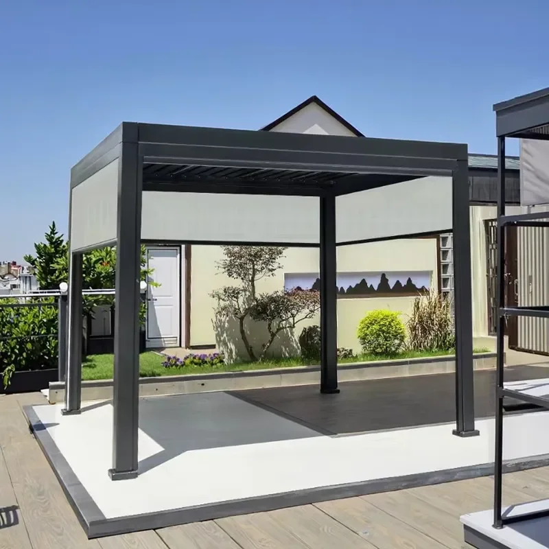 Motorized Bioclimatic Louvered Roof Pergola for Amas 3x3 3x4 3x5 3x6 4x3 4x4 4x5 4x6 5x3 5x4 Outdoor Aluminum Pergola With