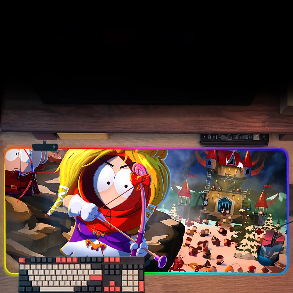 South Funny P-Park RGB Pc Gamer Keyboard Mouse Pad Mousepad LED Glowing Mouse Mats Rubber Gaming Computer Mausepad