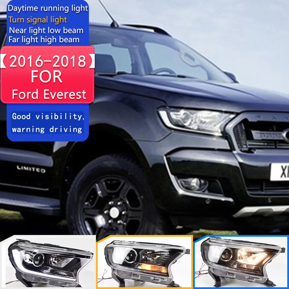 

Стайлинг автомобиля, фары для Ford Everest, 2016-2018, новые светодиодные фары Ranger, светодиодные фары DRL Hid, биксеноновые автоаксессуары