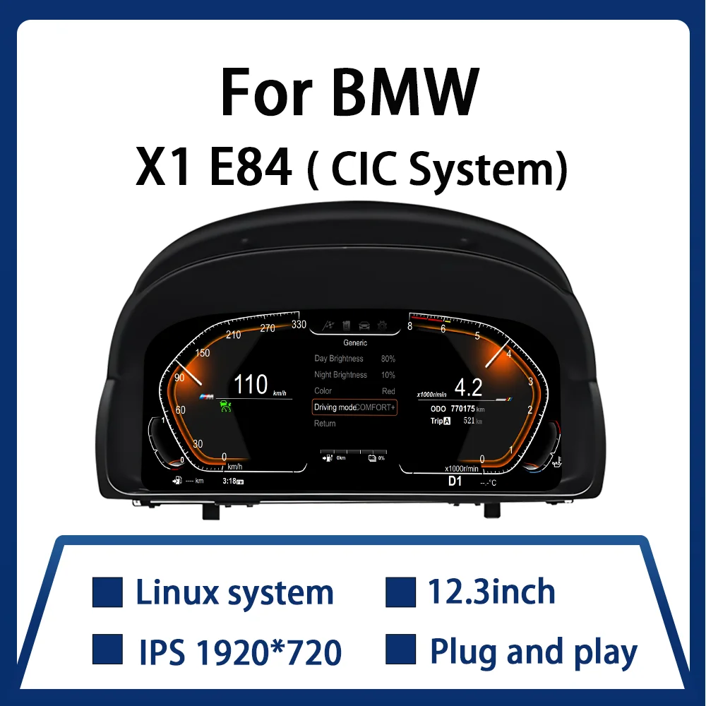 

11" Car Anti-glare LCD Dashboard IPS For BMW X1 E84 2009-2015 CIC Speedometer Digital Instrument Cluster Panel Cockpit Voor