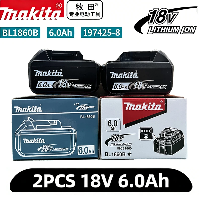 

Makita Original Lithium ion Rechargeable Battery 18V 6Ah 5Ah 9Ah 3Ah 2Ah18v Replacement Batteries BL1860 BL1830 BL1850 BL186