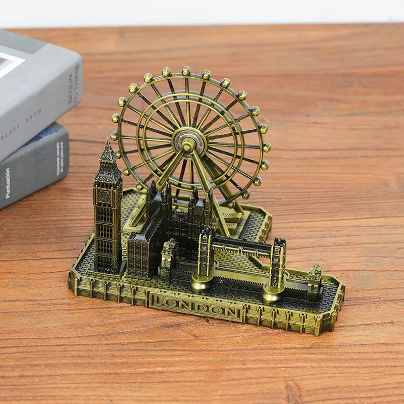 Statue Home Decor Big Ben Sculpture London Bridge Metal Building Tourist Desktop Ornament