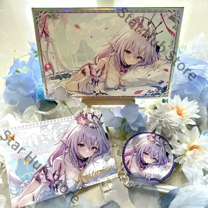 Honkai: Star Rail Castorice – Badge double flash carte postale en papier coloré, produits dérivés du jeu, cadeaux exquis pour collègues et fans