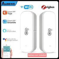 Aubess Tuya ZigBee/wifi Smart Temperature And Humidity Sensor Battery Powered Smart Home Security Work With Alexa Google Home