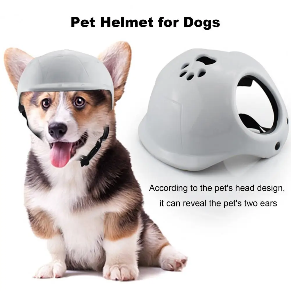 Dog Safety Hat Windproof Pet Helmets with Ear Holes for Dogs Safety Hats for Puppies Adjustable Motorcycle Helmets for Outdoor