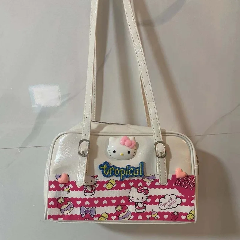 Sanrio Original Hello Kitty Bag Y2k Spicy Girl Shoulder Bag Large Capacity Cute JK Soft Girl Uniform Tote Bag Holiday Gift Girl