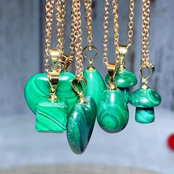 Natural Crystal Malachite Heart Mushroom Cube Egg Pendant Gemstones High Quality Mineral Energy Reiki Home Decorations Gift Ore