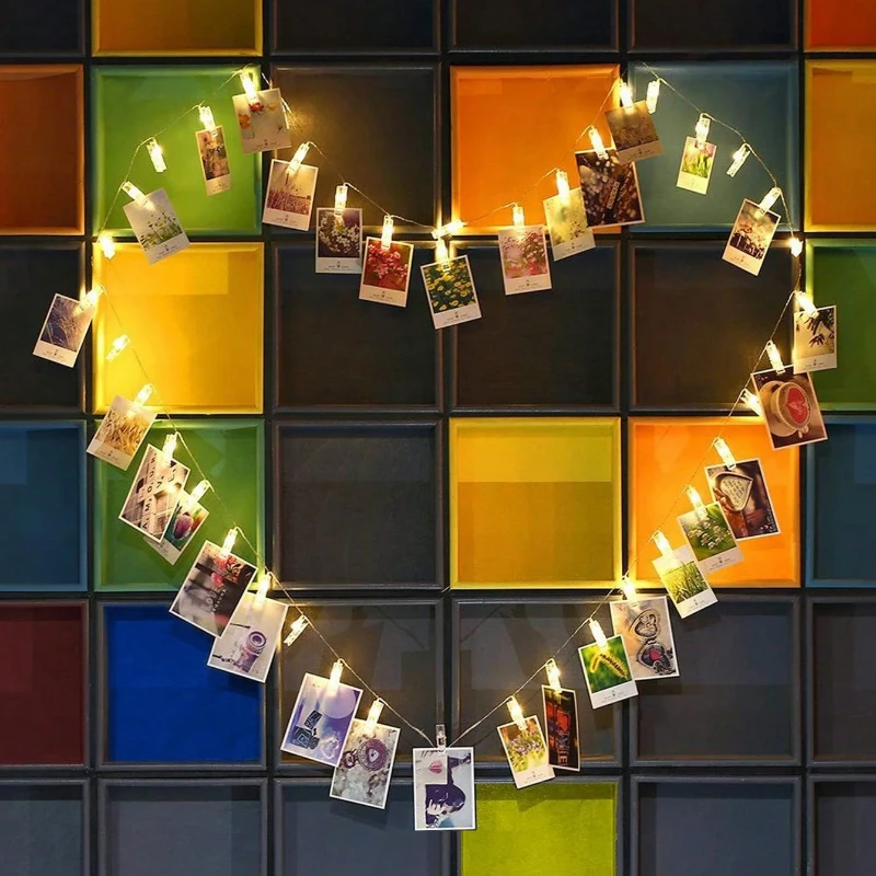 

LED Photo Clip Fairy String Lights Transparent Clips Wall Hanging Lights Picture Card Decor for Wedding Birthday Party