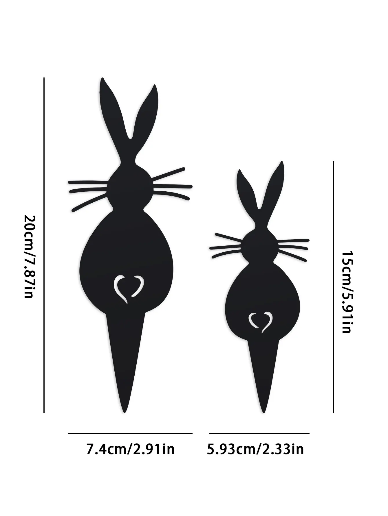 Black metal rabbit garden decorations, these black rabbit ornaments with heart-shaped details add a playful to any garden.